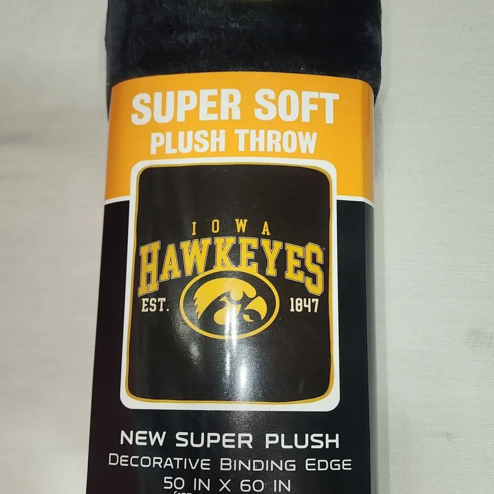 Iowa Hawkeyes throws blanket 60'' x 50'' decorative binding edge